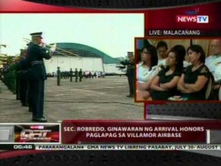 QRT: Sec. Robredo, ginawaran ng departure honors bago ilipad pa-Maynila