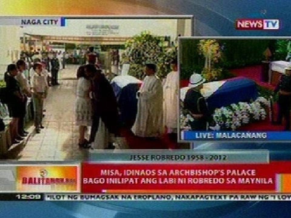 BT: Misa, idinaos sa Archbishop's Palace bago inilipat ang labi ni Robredo sa Maynila
