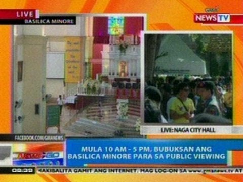 NTG: Public viewing sa Basilica Minore ni Sec. Robredo ay mula 10:00 a.m. - 5:00 p.m.