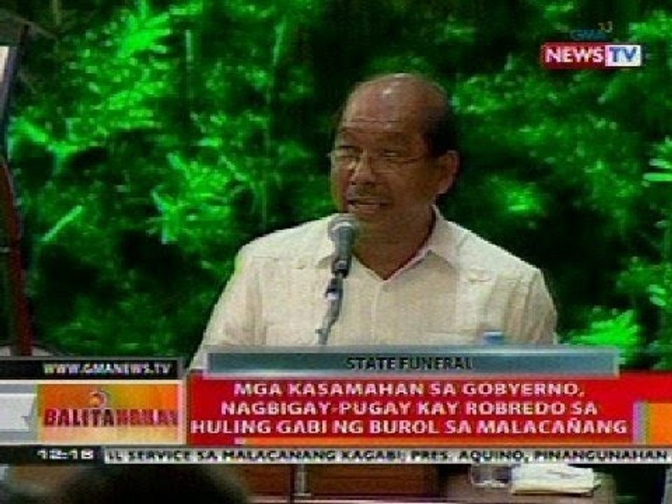 BT: Mga kasamahan sa gobyerno, nagbigay-pugay kay Robredo sa huling gabi ng burol sa Malacanang