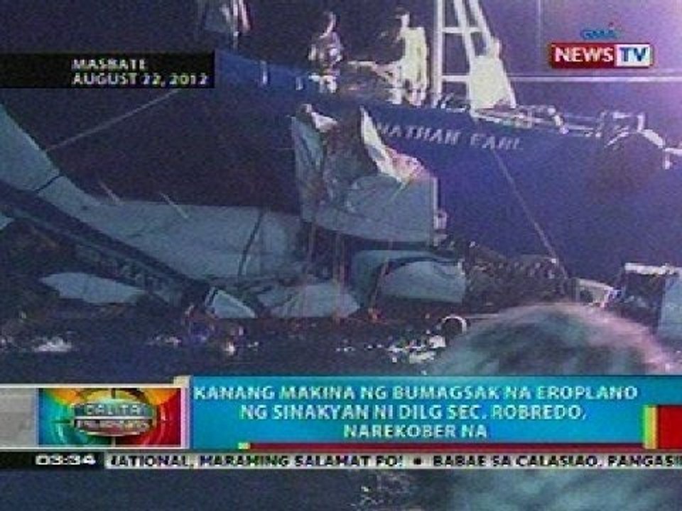 BP: Kanang makina ng bumagsak na eroplano na sinakyan ni Sec. Robredo, narekober na