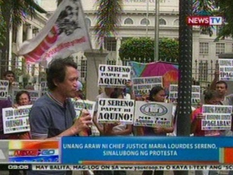NTG: Unang araw ni CJ Sereno, sinalubong ng protesta