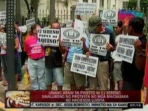 24Oras: Unang araw ni CJ Sereno, sinalubong ng protesta ng mga magsasaka ng Hacienda Luisita