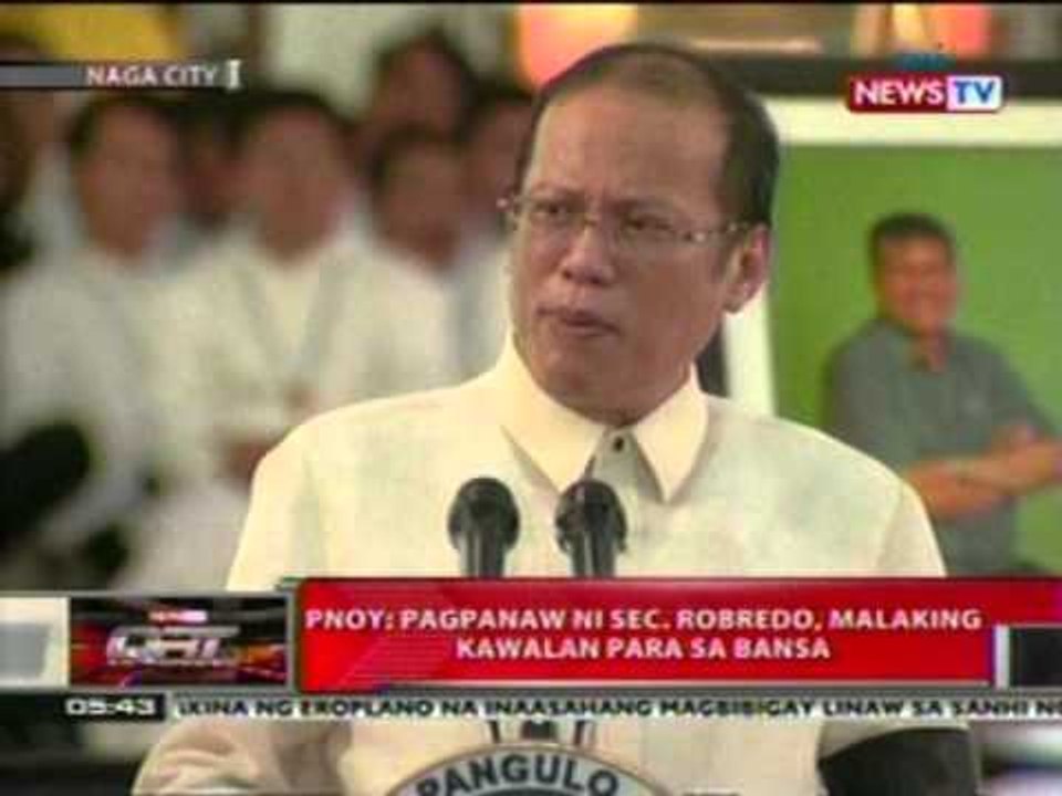 QRT:  PNoy: Pagpanaw ni Sec. Robredo, malaking kawalan para sa bansa