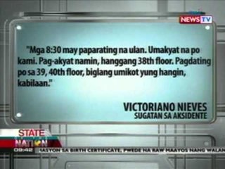 SONA: 2 sugatan matapos iwasiwas ng malakas ng hangin ang gondola sa isang building