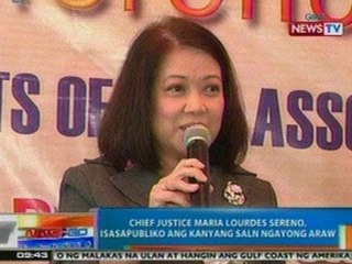 NTG: CJ Sereno, isasapubliko ang kanyang SALN ngayong araw