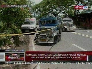 QRT: Pampasaherong jeep, sumalpok sa police mobile sa Laguna; 2 patay