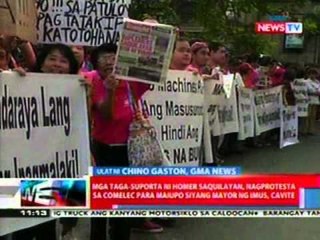 Télécharger la video: NTL: Mga taga-suporta ni Homer Saquilayan, nagprotesta sa Comelec para maupong mayor ng Imus, Cavite