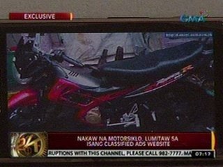 24 Oras: Nakaw na motorsiklo, lumitaw sa isang classified ads website