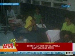 UB: 2 patay, mahigit 80 sugatan sa pagtagilid ng truck sa Camarines Norte
