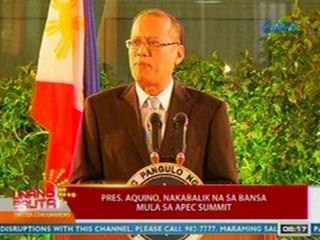 UB: PNoy, nakabalik na sa bansa mula sa APEC Summit