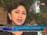 NTG: Atty. Leni Robredo, 'di makakadalo sa Senate inquiry sa Biyernes