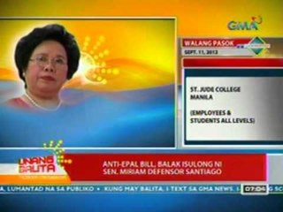 Download Video: UB: Anti-epal bill, balak isulong ni Sen. Miriam Defensor Santiago