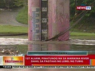BT: 1st alarm, pinatunog na sa Marikina River dahil sa pagtaas ng lebel ng tubig