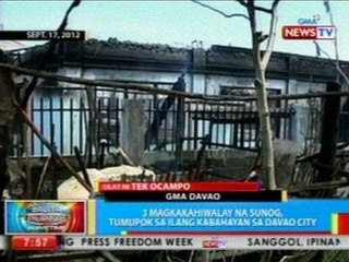 BP: 3 magkakahiwalay na sunog, tumupok sa ilang kabahayan sa Davao City