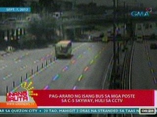 UB: Pag-araro ng isang bus sa mga poste sa C-5 skyway, huli sa CCTV