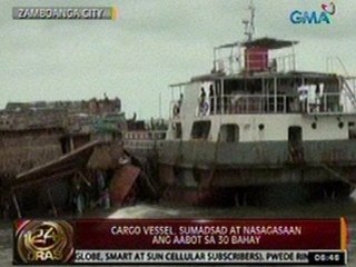 24 Oras: Cargo vessel, sumadsad at   nasagasaan ang aabot sa 30 bahay