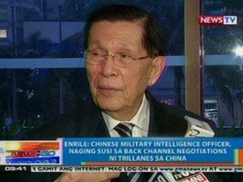 NTG: Enrile: Chinese military intelligence, naging susi sa backchannel negotiations ni Trillanes