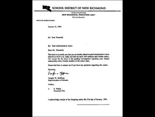 Thomas Woznicki Dismissals (THREE Different School Districts in Wisconsin)