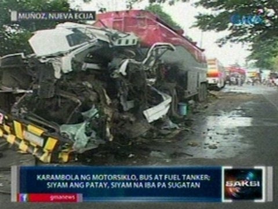 Saksi: Karambolo ng motorsiklo, bus at fuel tanker; 9 ang patay, 9 na iba pa sugatan