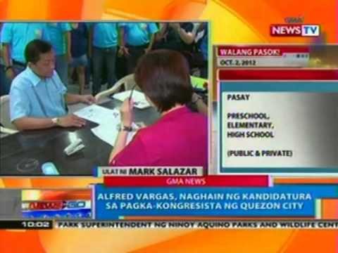 NTG: Alfred Vargas, naghain ng kandidatura sa pagka-kongresista ng Quezon city