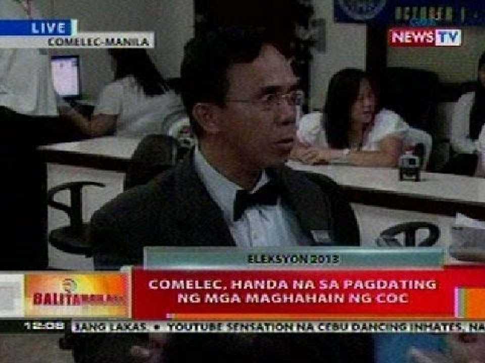 BT: Comelec, handa na sa pagdating ng mga maghahain ng COC