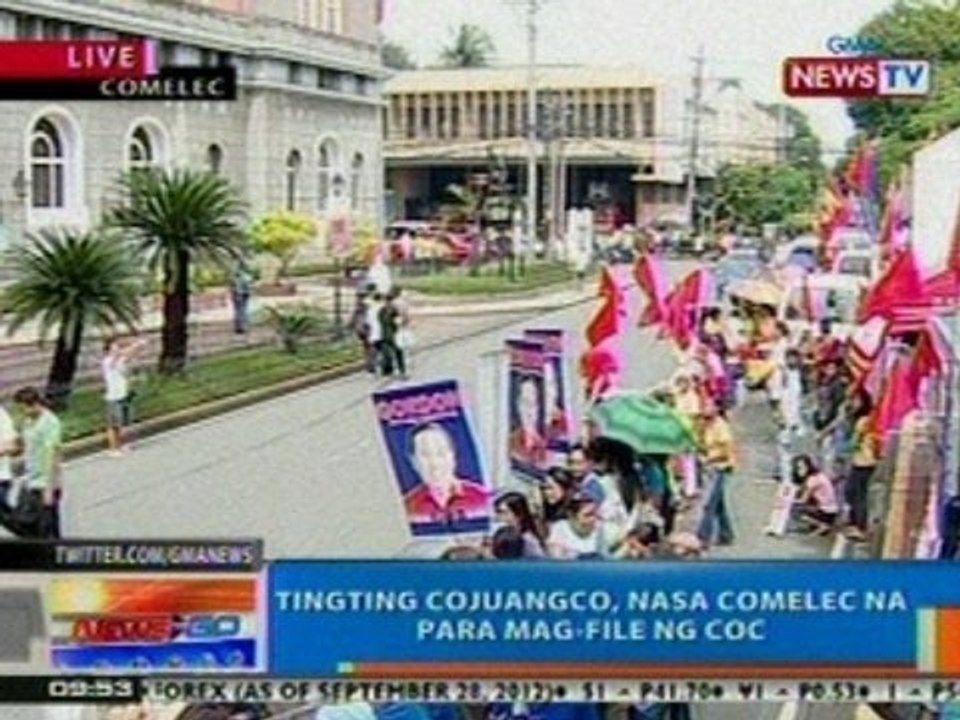 NTG: Tingting Cojuanco, nasa Comelec na para mag-file ng COC