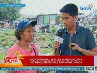 UB: Mga informal settler sa Sitio San Roque, magsasagawa ng demolition drill ngayong umaga