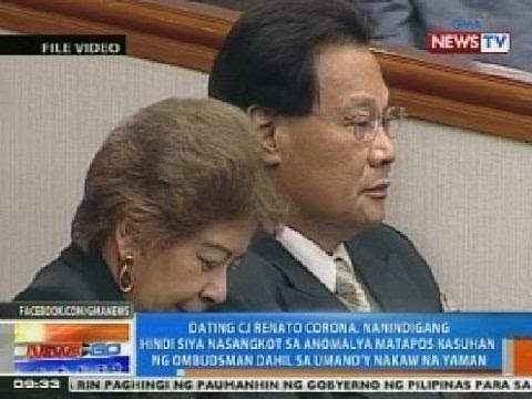 NTG: Corona, nanindigang hindi siya nasangkot sa anomalya matapos kasuhan ng Ombudsman