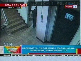 BP: Panloloob sa isang dormitoryo sa Baguio City, nakunan ng CCTV