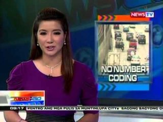 NTG: MMDA: Number coding, suspendido sa Biyernes, Oct. 26