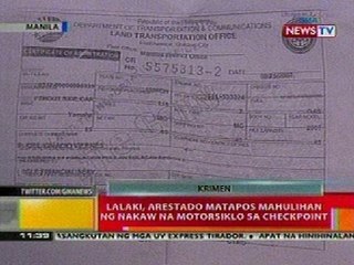 BT: Lalaki sa Manila, arestado nang mahulihan ng nakaw sa motorsiklo sa checkpoint