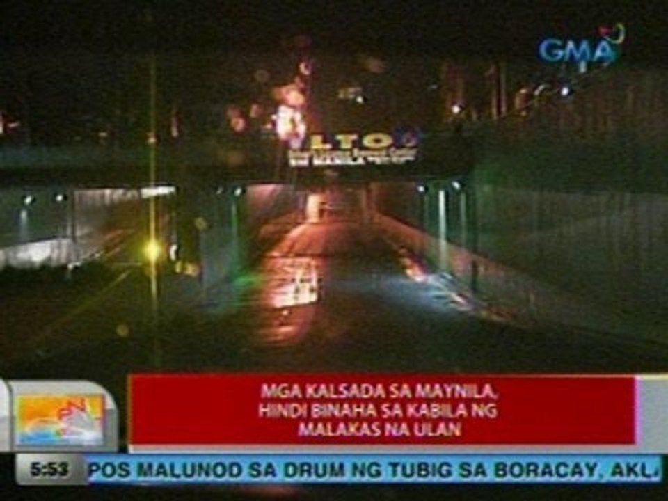 UB: Mga kalsada sa Maynila, hindi binaha sa kabila ng malakas na ulan
