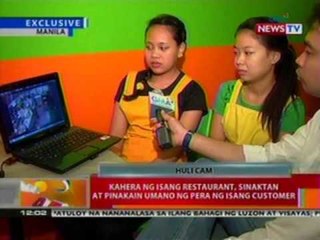 BT: Kahero ng isang restaurant, sinaktan at pinakain umano ng pera ng isang customer