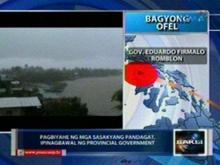 Saksi: Bagyong Ofel: Pagbiyahe ng mga sasakyang pandagat, ipinagbawal sa Romblon