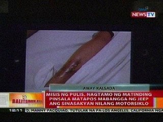 BT: Misis ng pulis, nagtamo ng matinding pinsala nang mabangga ng jeep ang kanilang motorsiklo