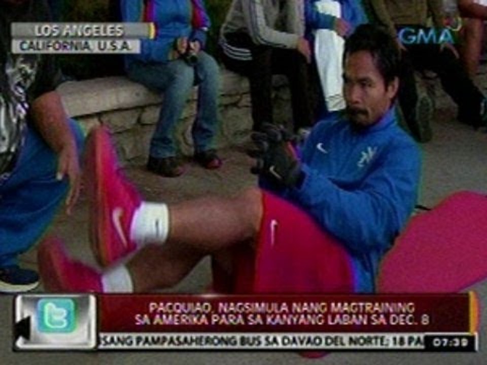 24Oras: Pacquiao, nagsimula nang magtraining sa Amerika para sa kanyang laban sa dec. 8