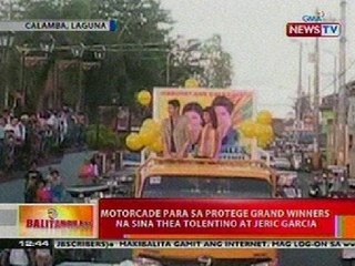 BT: Motorcade para sa Protege grand winners na sina Thea Tolentino at Jeric Garcia sa Laguna