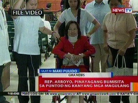 BT: Rep. Arroyo, pinayagang bumisita sa puntod ng mga magulang