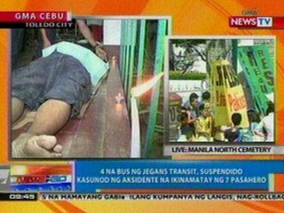 NTG: 4 na bus ng Jegans Transit sa Cebu, suspendido kasunod ng aksidente na ikinamatay ng 7 pasahero
