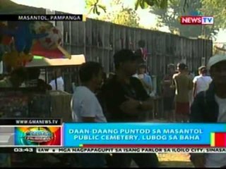 BP: Daan-daang puntod sa Masantol Public Cemetery, lubog sa baha