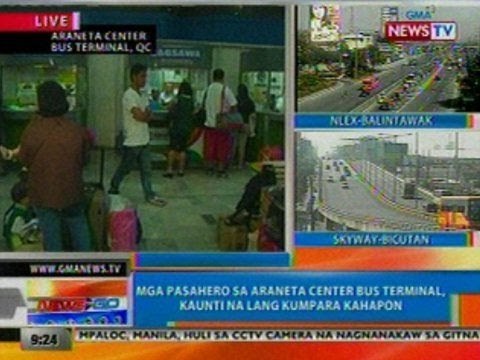 NTG: Mga pasahero sa Araneta Center Bus Terminal, kaunti na lang kumpara kahapon