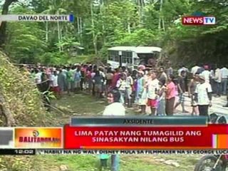 BT: 5 patay nang tumagilid ang sinasakyang bus sa Davao del Norte
