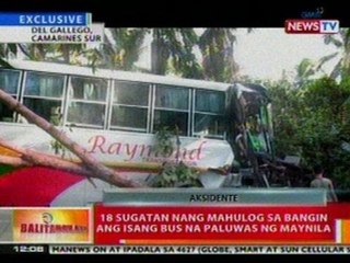 BT: Exclusive: 18 sugatan nang mahulog sa bangin sa CamSur ang isang bus na paluwas ng Maynila