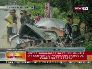 BT: Kotse sa Quezon, bumangga sa truck