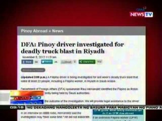 NTG: GMA News Online Banner Story: DFA: Pinoy driver investigated for deadly truck blast in Riyadh