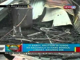 BP: 27 baboy, nalitson sa sunog, na nagsimula sa isang bodega; 2 bahay, nasunog din