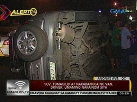 24 Oras: SUV, tumagilid at nakabangga ng van; driver, umaming nakainom siya