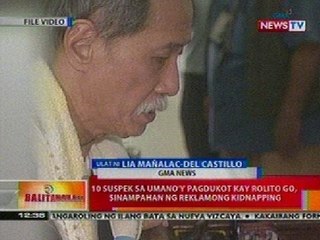 BT: 10 suspek sa pagdukot kay Rolito Go, sinampahan ng reklamong kidnapping