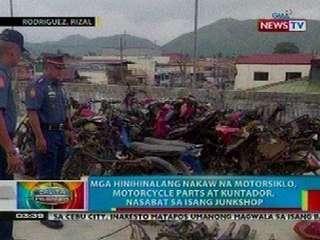 BP: Mga hinihinalang nakaw na bahagi ng motorsiklo, nasabat sa isang junkshop
